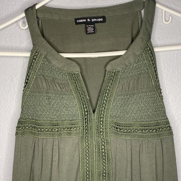 Cable & Gauge Green Racerback Crochet Tank Top Size XL - Picture 2 of 7